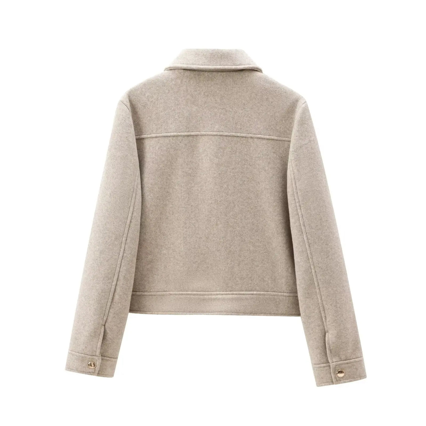Amavie Refined Ivory Zip-Pocket Winter Jacket