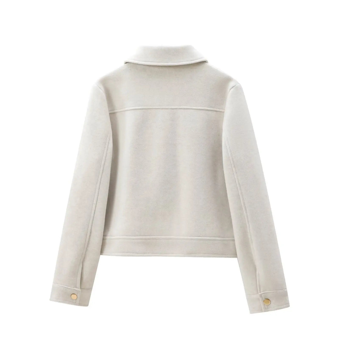 Amavie Refined Ivory Zip-Pocket Winter Jacket