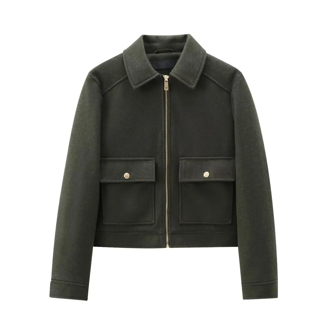 Amavie Refined Ivory Zip-Pocket Winter Jacket